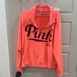 PINK Victoria's Secret Coral Half-Zip Hoodie, Medium